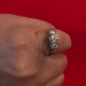 Vintage SS Diamonique 3 stone ring size 7